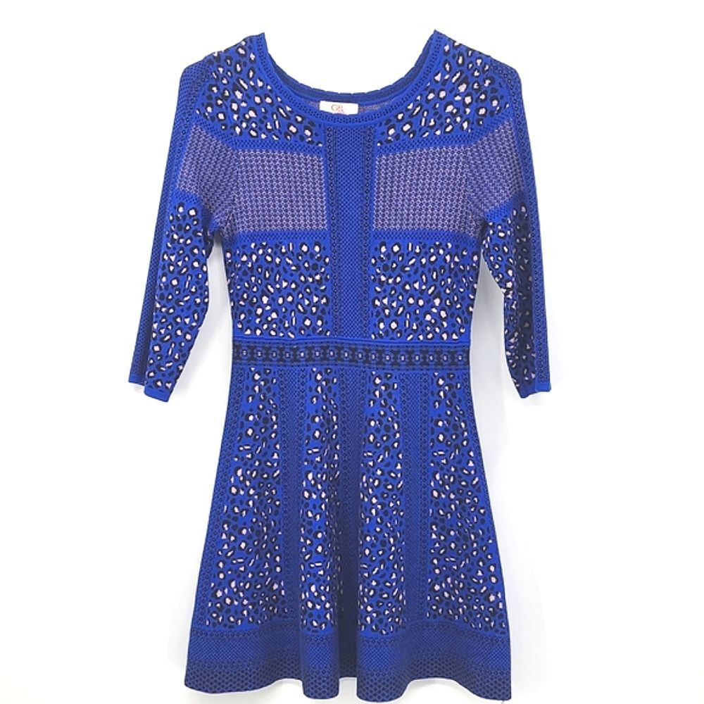 GB Girls Leopard Print Sweater Skater Dress Sixe XL Blue, Black & Light Pink